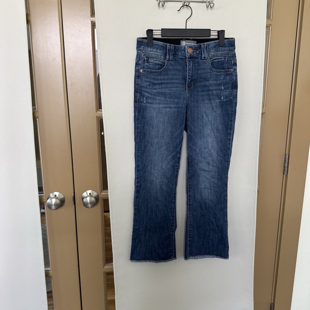 Democracy Womens 6 Blue Mod Rise "Ab"Technology Raw Hem Boot Cut Denim Jeans